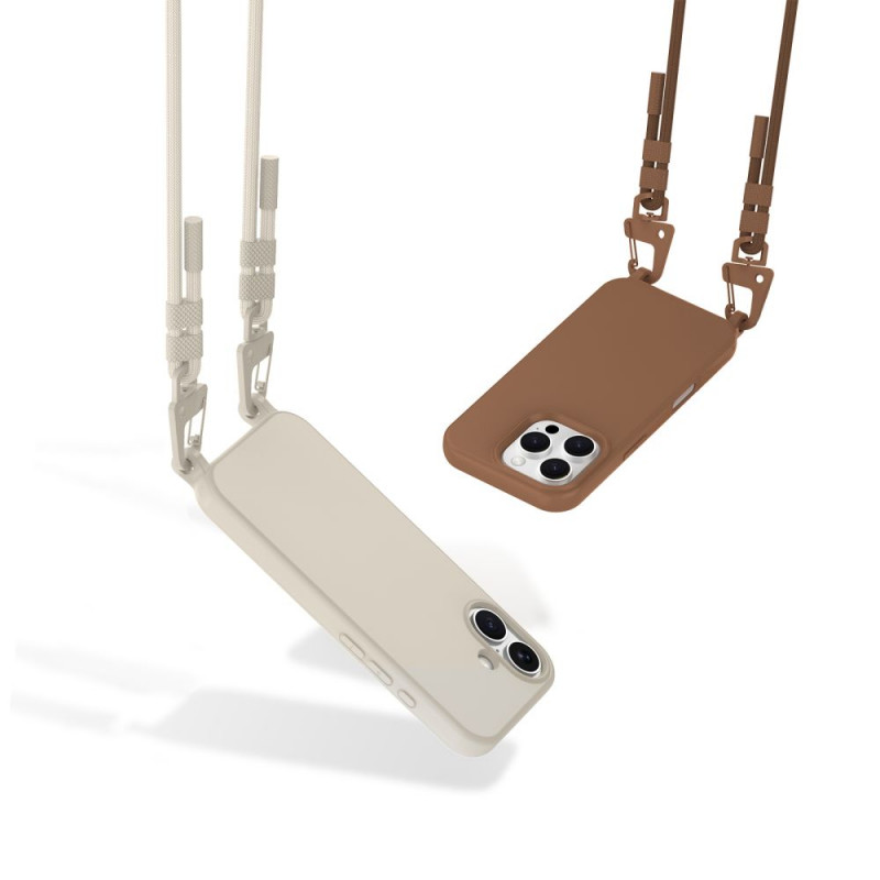 Tech-Protect MagNecklace capa MagSafe com cordão para Apple iPhone 16, bege