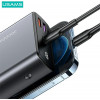 Power bank USAMS PB59 US-CD165 30000 mAh, 65 W, 2x QC3.0 + PD, preto, com cabo USB-C para USB-C