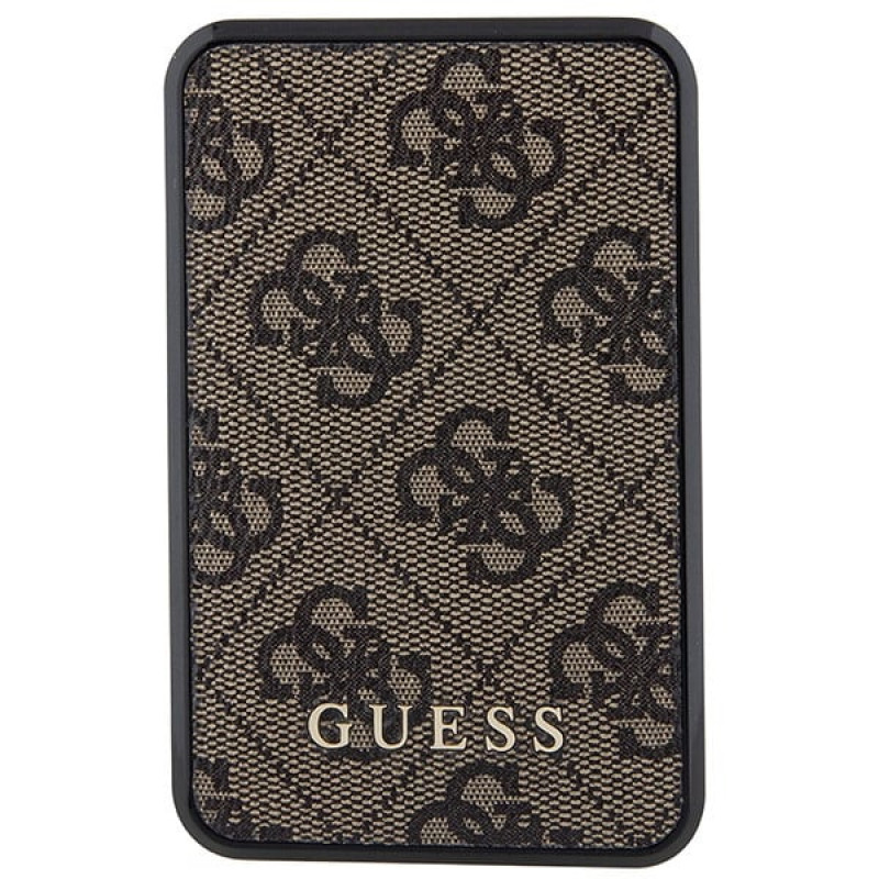 Guess GUPB10DP4GEGW Power bank 10000 mAh, 18 W, 4G Leather Metal Logo, castanho