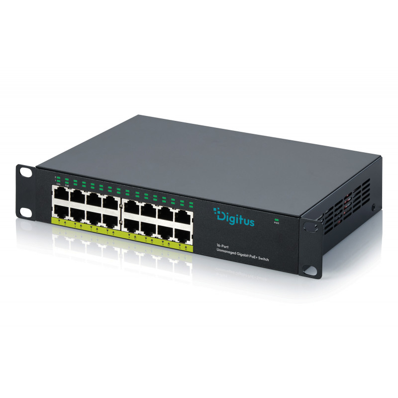 DIGITUS DN-95334 Switch PoE+ de 10 Gigabit e 16 portas não gerido (120 W)