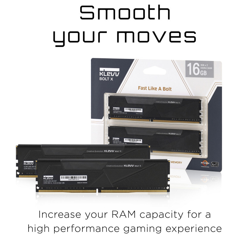 Klevv BOLT X KD48GU880-36A180U Kit de memória DDR4, 16 GB (2 x 8 GB), 3600 MHz
