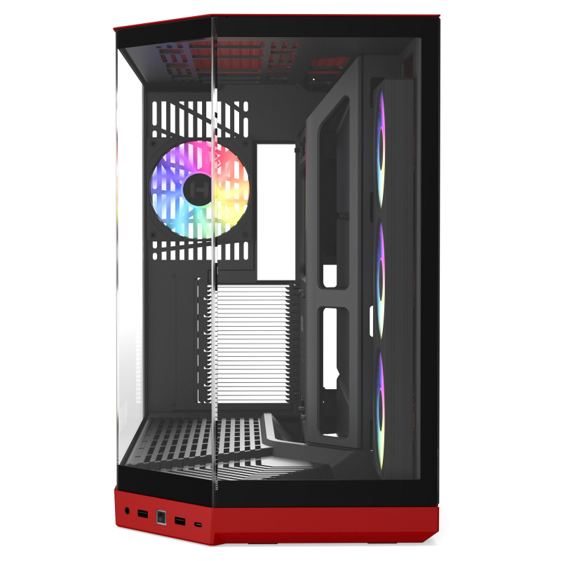 Caixa de PC HYTE Y50 Wild Cherry, vermelha, vidro temperado x 3