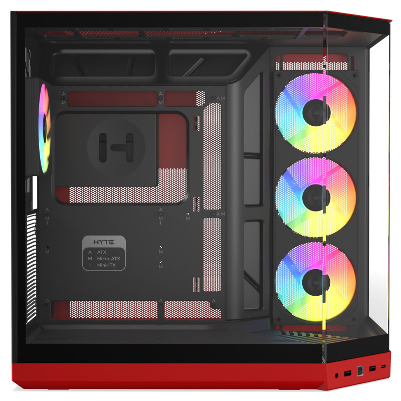 Caixa de PC HYTE Y50 Wild Cherry, vermelha, vidro temperado x 3