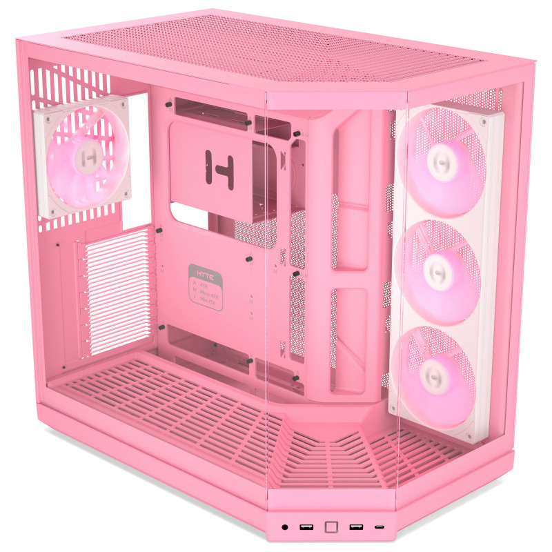Caixa de PC HYTE Y50 Strawberry Milk, rosa-claro, vidro temperado x 3