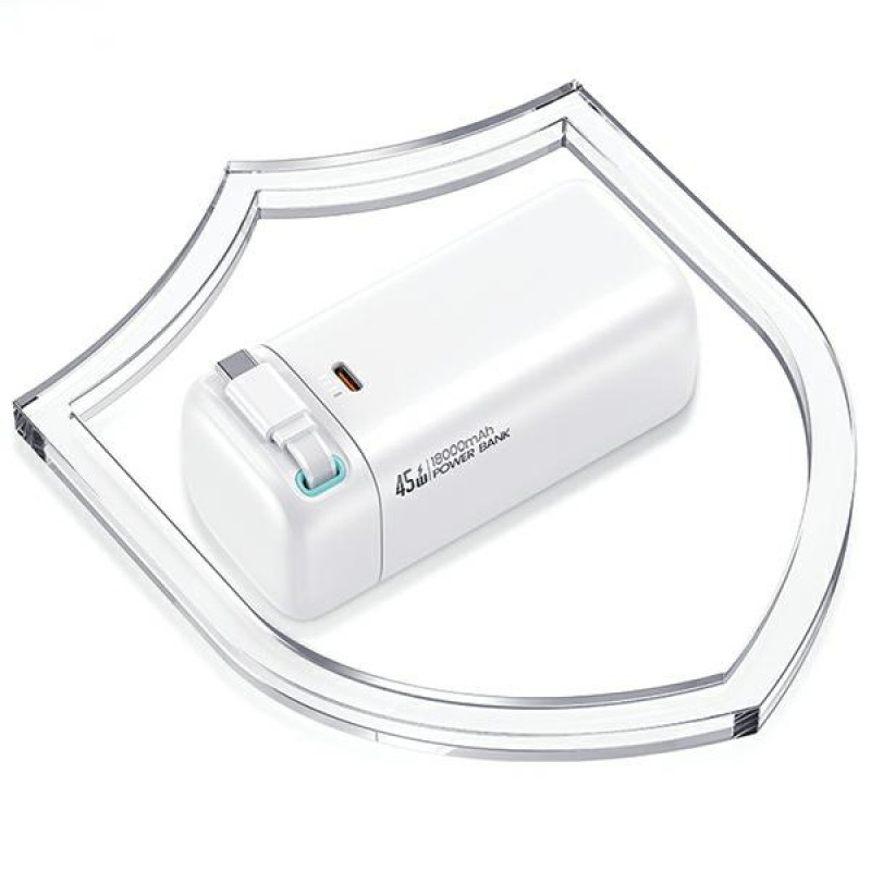 USAMS US-CD216 XMF Series Powerbank 18000 mAh, carregamento rápido PD 45W, com cabo USB-C, preto