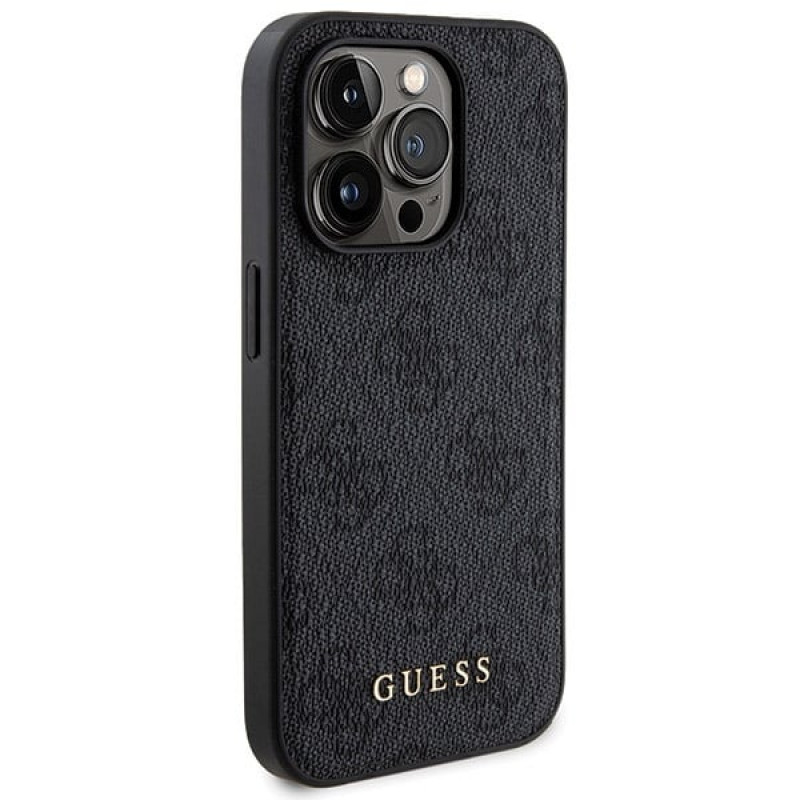 Conjunto Guess GUBPM5P14X4GEMGK capa rígida + powerbank MagSafe de 5000 mAh para Apple iPhone 14 Pro Max, 4G Metal Logo, preto
