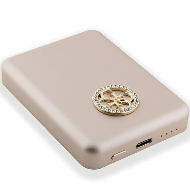 Powerbank de indução MagSafe Guess GUPBM5AL4DMD 4G Strassed Metal Logo 5000 mAh, 15W, dourado
