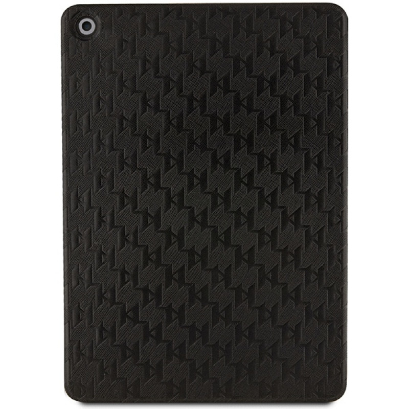 Capa tipo livro Karl Lagerfeld KLFC10SAKHPKK Saffiano Monogram Ikonik para Apple iPad 10.2 (7.ª, 8.ª, 9.ª geração), preta