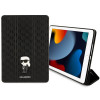Capa tipo livro Karl Lagerfeld KLFC10SAKHPKK Saffiano Monogram Ikonik para Apple iPad 10.2 (7.ª, 8.ª, 9.ª geração), preta