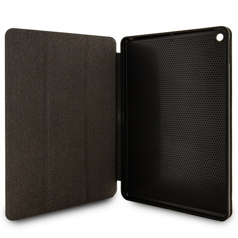 Capa tipo livro Karl Lagerfeld KLFC10SAKHPKK Saffiano Monogram Ikonik para Apple iPad 10.2 (7.ª, 8.ª, 9.ª geração), preta