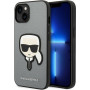Karl Lagerfeld KLHCP14SSAPKHG Capa rígida para Apple iPhone 14, Saffiano Karl's Head Patch, prateada