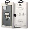 Karl Lagerfeld KLHCP14SSAPKHG Capa rígida para Apple iPhone 14, Saffiano Karl's Head Patch, prateada