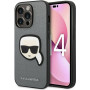 Karl Lagerfeld KLHCP14XSAPKHG Capa rígida para Apple iPhone 14 Pro Max, Saffiano Karl's Head Patch, prateada