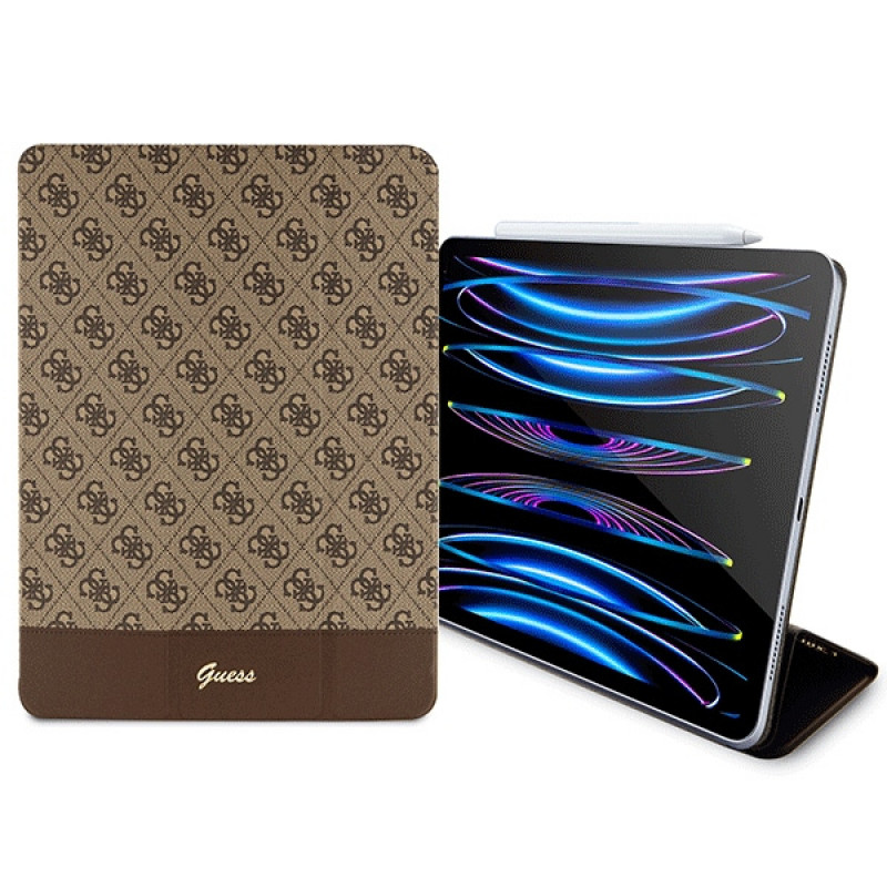 Capa Guess GUFCP12PS4SGW para Apple iPad Pro 12.9 (2020/2021/2022, 4.ª/5.ª/6.ª geração), 4G Stripe Allover, castanha