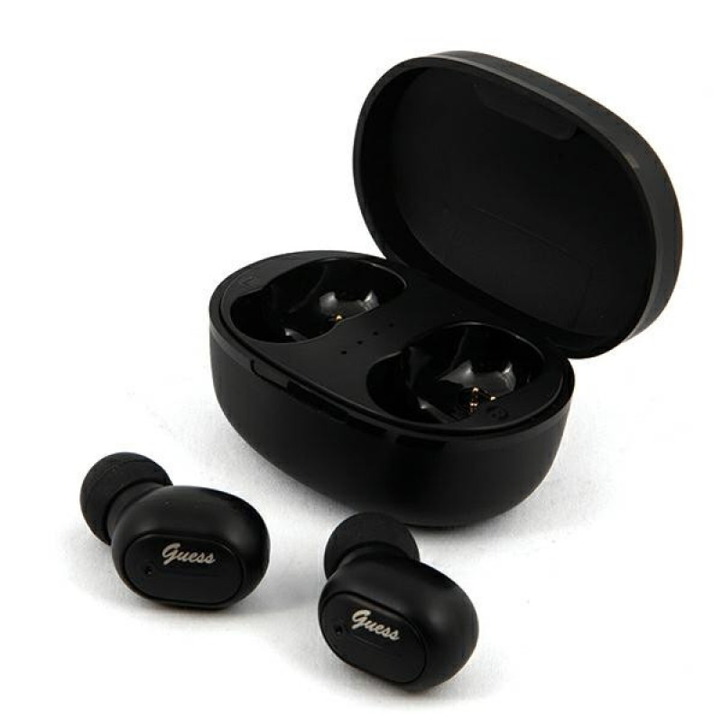 Guess GUTWST30BK Auscultadores TWS sem fios in-ear com estação de acoplamento, Bluetooth 5.0, preto