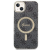 Guess GUBPP14SH4EACSK Capa rígida para Apple iPhone 14 + Carregador sem fios, 4G Print, MagSafe, preto