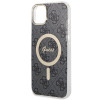 Guess GUBPP14SH4EACSK Capa rígida para Apple iPhone 14 + Carregador sem fios, 4G Print, MagSafe, preto
