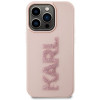 Karl Lagerfeld KLHCP15X3DMBKCP Capa rígida para Apple iPhone 15 Pro Max, 3D Rubber Glitter Logo, rosa