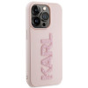 Karl Lagerfeld KLHCP15X3DMBKCP Capa rígida para Apple iPhone 15 Pro Max, 3D Rubber Glitter Logo, rosa