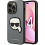 Karl Lagerfeld KLHCP14LSAPKHG Capa rígida para Apple iPhone 14 Pro, Saffiano Karl's Head Patch, prateada