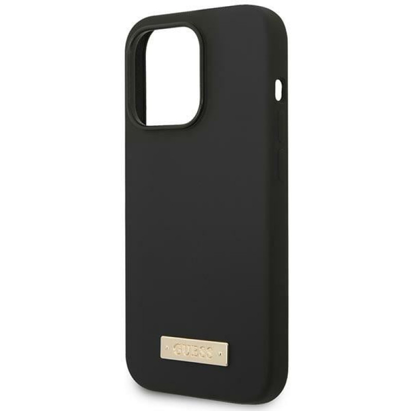 Guess GUHMP14XSBPLK Capa rígida Apple iPhone 14 Pro Max, Silicone Logo Plate MagSafe, preta