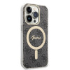 Guess GUBPP14XH4EACSK Capa + Carregador sem fios Apple iPhone 14 Pro Max preta Hardcase, 4G Print, MagSafe