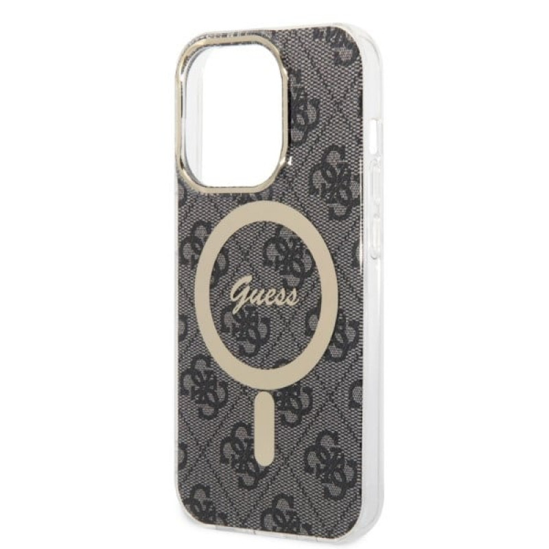 Guess GUBPP14XH4EACSK Capa + Carregador sem fios Apple iPhone 14 Pro Max preta Hardcase, 4G Print, MagSafe
