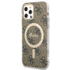 Guess GUBPP12MH4EACSW Capa + Carregador sem fios Apple iPhone 12 / iPhone 12 Pro castanha Hardcase, 4G Print, MagSafe