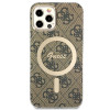 Guess GUBPP12MH4EACSW Capa + Carregador sem fios Apple iPhone 12 / iPhone 12 Pro castanha Hardcase, 4G Print, MagSafe