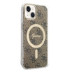Guess GUBPP14MH4EACSW Capa + Carregador Sem Fios Apple iPhone 14 Plus / iPhone 15 Plus Castanha Hardcase, 4G Print, MagSafe