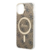Guess GUBPP14MH4EACSW Capa + Carregador Sem Fios Apple iPhone 14 Plus / iPhone 15 Plus Castanha Hardcase, 4G Print, MagSafe