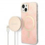 Guess GUBPP14MH4EACSP Capa + Carregador sem fios Apple iPhone 14 Plus / iPhone 15 Plus rosa hardcase, 4G Print, MagSafe