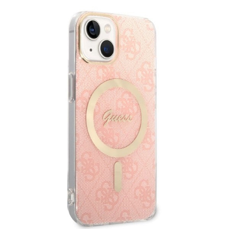 Guess GUBPP14MH4EACSP Capa + Carregador sem fios Apple iPhone 14 Plus / iPhone 15 Plus rosa hardcase, 4G Print, MagSafe