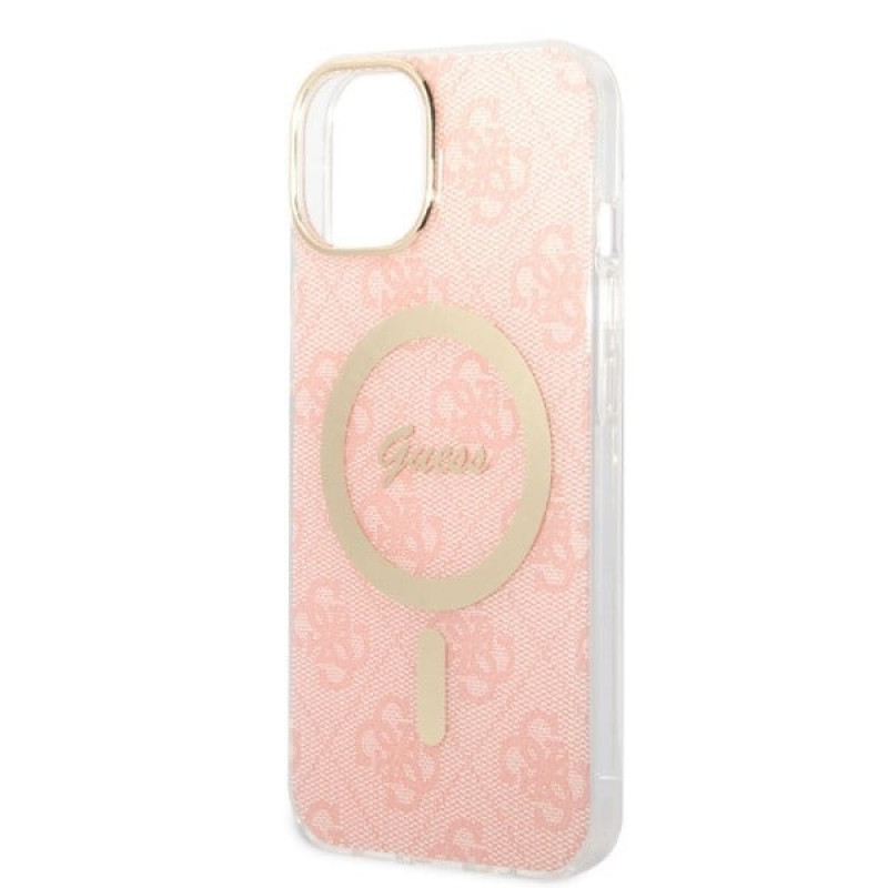 Guess GUBPP14MH4EACSP Capa + Carregador sem fios Apple iPhone 14 Plus / iPhone 15 Plus rosa hardcase, 4G Print, MagSafe