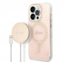 Guess GUBPP14LH4EACSP Capa + Carregador Sem Fios Apple iPhone 14 Pro Rosa Hardcase, 4G Print, MagSafe
