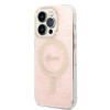 Guess GUBPP14LH4EACSP Capa + Carregador Sem Fios Apple iPhone 14 Pro Rosa Hardcase, 4G Print, MagSafe