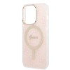 Guess GUBPP14LH4EACSP Capa + Carregador Sem Fios Apple iPhone 14 Pro Rosa Hardcase, 4G Print, MagSafe