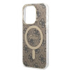 Guess GUBPP14LH4EACSW Capa + Carregador Sem Fios Apple iPhone 14 Pro Castanho Hardcase, 4G Print, MagSafe