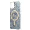 Guess GUBPP14MH4EACSB Capa + Carregador Sem Fios Apple iPhone 14 Plus / iPhone 15 Plus Azul Hardcase, 4G Print, MagSafe