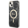 Guess GUBPP14MHMEACSK Capa + Carregador sem fios Apple iPhone 14 Plus / iPhone 15 Plus preta Hardcase, Marble, MagSafe