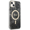 Guess GUBPP14MHMEACSK Capa + Carregador sem fios Apple iPhone 14 Plus / iPhone 15 Plus preta Hardcase, Marble, MagSafe