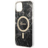 Guess GUBPP14MHMEACSK Capa + Carregador sem fios Apple iPhone 14 Plus / iPhone 15 Plus preta Hardcase, Marble, MagSafe