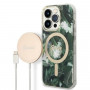 Guess GUBPP14LHJEACSA Capa + Carregador sem fios Apple iPhone 14 Pro verde hardcase, Jungle, MagSafe