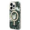 Guess GUBPP14LHJEACSA Capa + Carregador sem fios Apple iPhone 14 Pro verde hardcase, Jungle, MagSafe