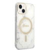Guess GUBPP14MHMEACSH Capa + Carregador Sem Fios Apple iPhone 14 Plus / iPhone 15 Plus Branca Hardcase, Marble, MagSafe