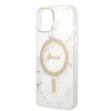 Guess GUBPP14MHMEACSH Capa + Carregador Sem Fios Apple iPhone 14 Plus / iPhone 15 Plus Branca Hardcase, Marble, MagSafe
