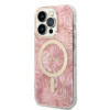 Guess GUBPP14LHJEACSP Capa + Carregador sem fios para Apple iPhone 14 Pro, Jungle, capa rígida rosa, MagSafe