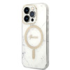 Guess GUBPP14LHMEACSH Capa + Carregador sem fios Apple iPhone 14 Pro branca Hardcase, Marble, MagSafe