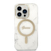 Guess GUBPP14LHMEACSH Capa + Carregador sem fios Apple iPhone 14 Pro branca Hardcase, Marble, MagSafe