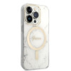 Guess GUBPP14LHMEACSH Capa + Carregador sem fios Apple iPhone 14 Pro branca Hardcase, Marble, MagSafe